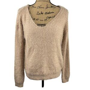 Papaya fuzzy pink sweater scoop neck size Large